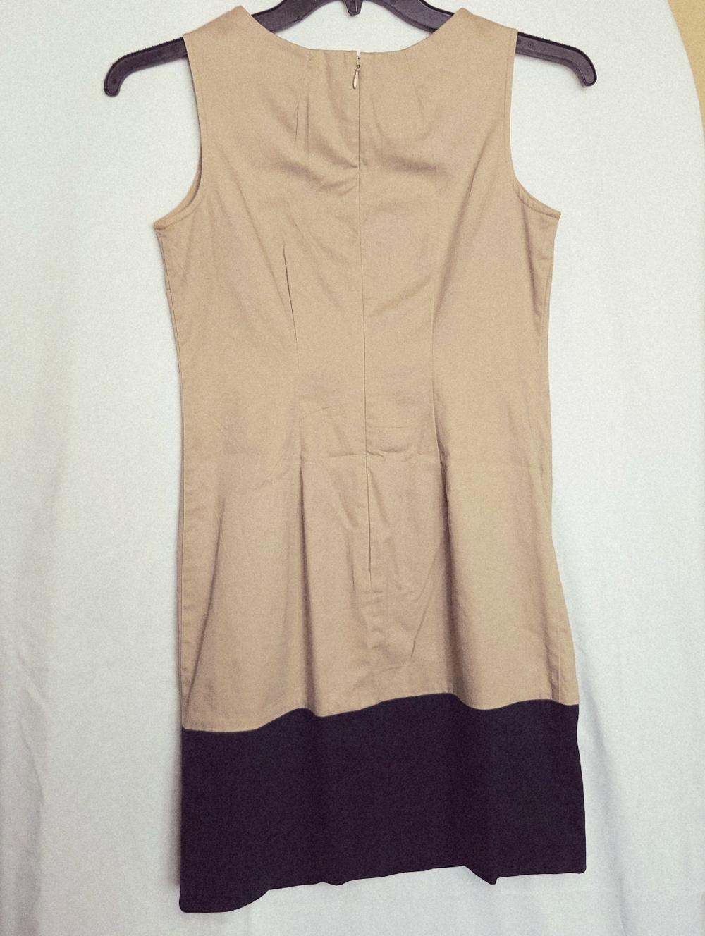 Tommy Hilfiger Sleeveless Two-Tone Beige and Navy Blue Dress